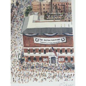 1995 BOSTON MARATHON Lithograph Poster Signed 475 of 600 99th Run Evey Schweig